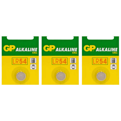 3PK LR54 BUTTON CELL ALKALINE GP
