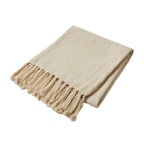 Pilbeam Living Calla 127x152cm Cotton Throw - Almond