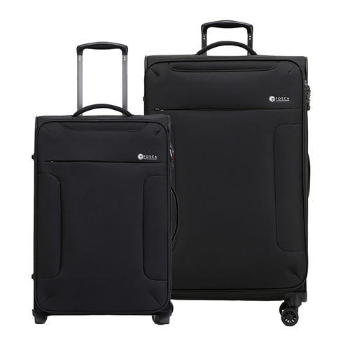 2pc Tosca So-Lite 3.0 25"/29" Checked Trolley Luggage Suitcase M/L Set BLK