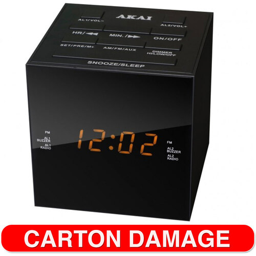 Akai Cube Alarm Clock Radio Black