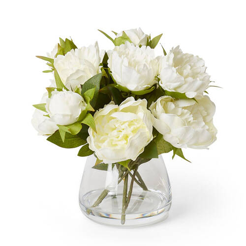 E Style Peony-Allira Flower Vase Artificial Decor 36cm White