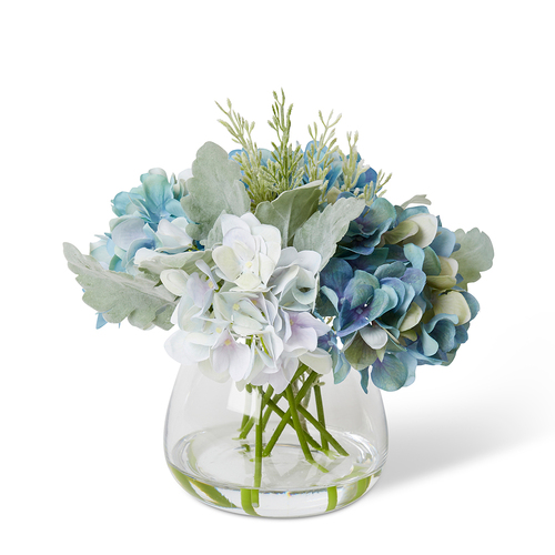 E Style Hydrangea Dusty Miller Mix  - Allira Vase - 24 x 24 x 26cm
