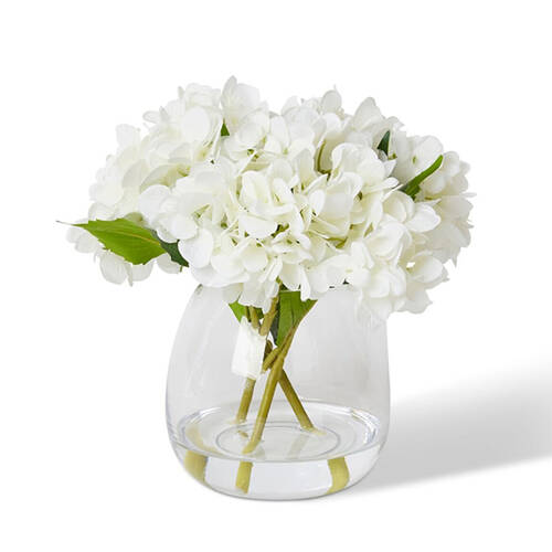 E Style Hydrangea-Alma Flower Vase Artificial Decor 28cm White