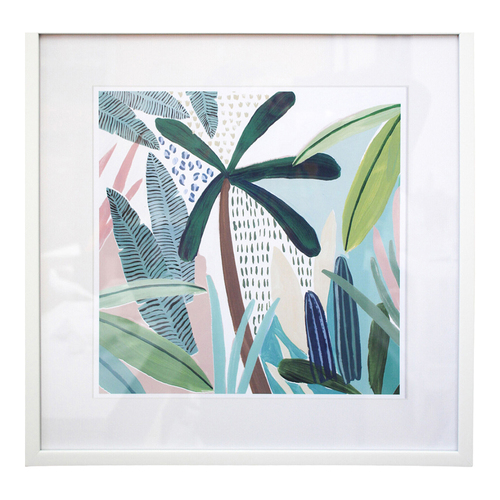 LVD Framed Glass/Resin 45x45cm Print Colour Palm 1 Wall Hanging Art