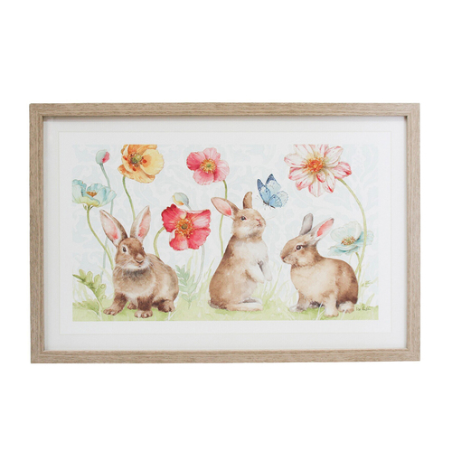 LVD Framed Glass/Resin 40x60cm Print Spring Bunnies Wall Hanging Art