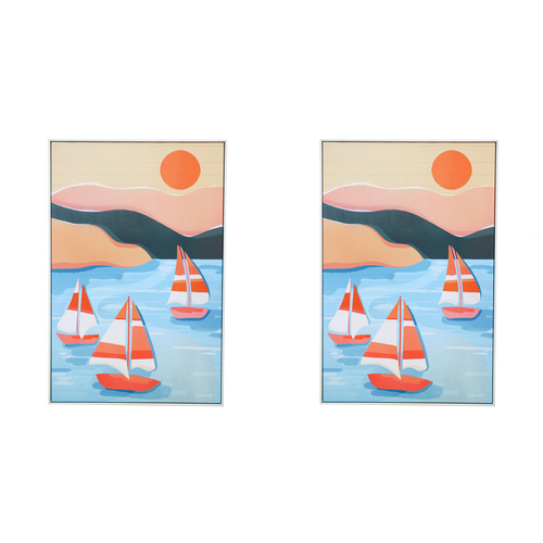 2PK LVD Framed Canvas Summer Sail Home Wall Decor 40x60cm