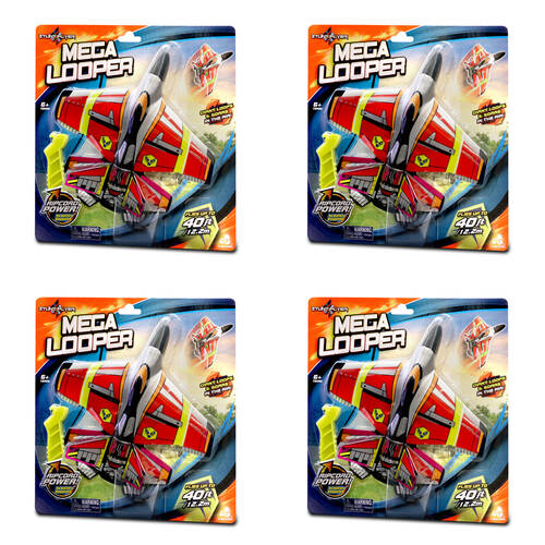4PK Stunt Flyer Mega Looper w/ Launcher Toy Plane Kids 6y+
