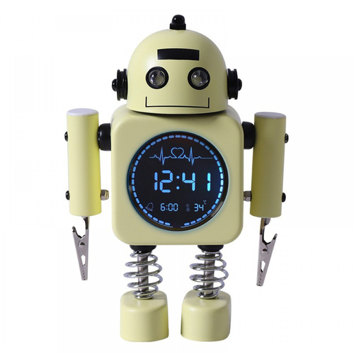 Laser Kids Robot Themed Digital Alarm Clock Yellow 3y+