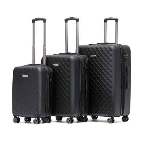 3pc Australian Luggage Co Venice HS 20" Carry On 25/29" Trolley Set - Black