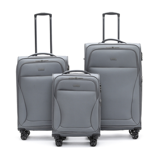 3pc Australian Luggage Co Softside Wings Wheeled Suitcase - Grey