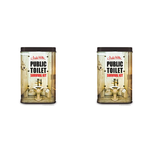 2PK Archie McPhee Public Toilet Survival Kit Toilet Seat Cover/Wipes