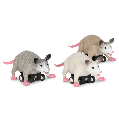 3PK Archie McPhee 9.5cm Pull Back Racing Possums Vinyl Plastic Toy Assorted 3y+