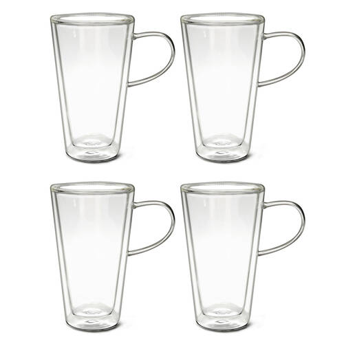 4pc Coffee Culture Amelia 250ml Double Wall Glass Set - Clear