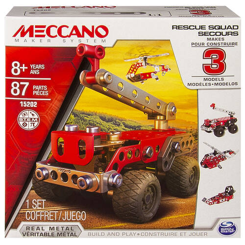 87pc Meccano 3-in-1 Multi Model Rescue Fire Squad Building Set 10Y+