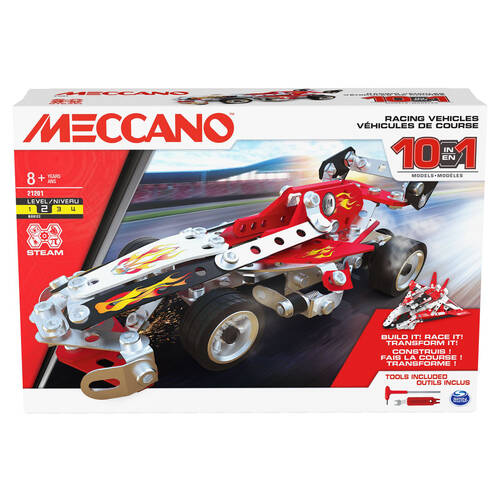 225pc Meccano 10-in-1 Multi Model Racing Vehicles Building Set 8Y+