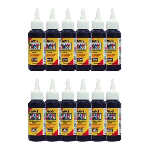 12PK Amos Stained Glass Deco Black Liner 60ml DIY Craft Paint Kids Children 6y+