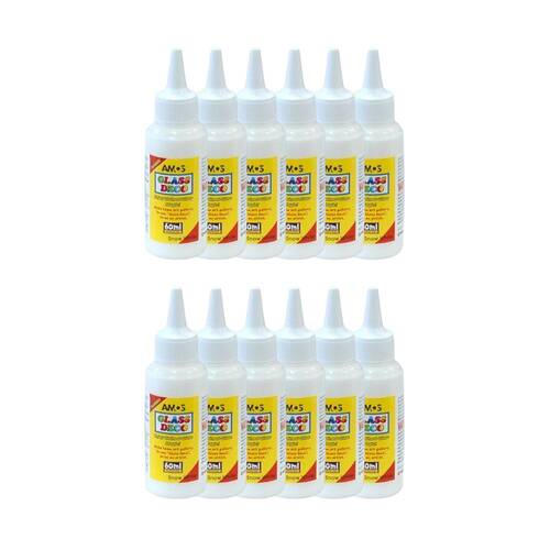 12PK Amos Stained Glass Deco Snow White 60ml DIY Craft Paint Kids Children 6y+