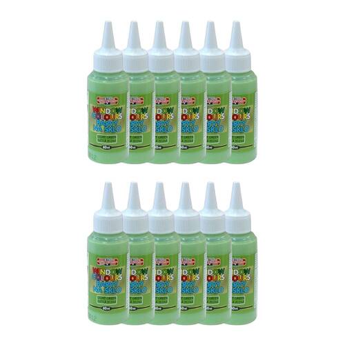 12PK Amos Stained Glass Deco 60ml Bottle Light Green DIY Craft Paint Kids 6y+