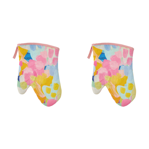 2PK Annabel Trends Linen Single Oven Mitt 18x26cm - Good Vibes