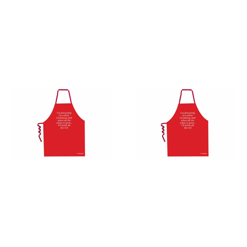 2PK Annabel Trends Cotton Screen Print Apron 60x80cm - White Christmas Red