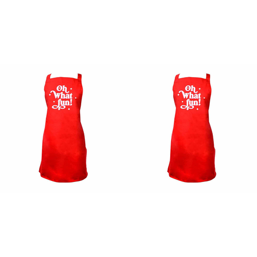 2PK Annabel Trends Cotton Screen Print Apron 60x80cm - Oh What Fun Red