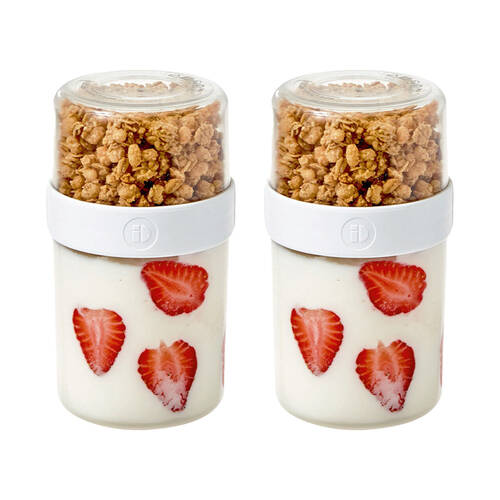 2PK iDesign Fresh Stack N Snack Double Sided Food Container Clear - Medium