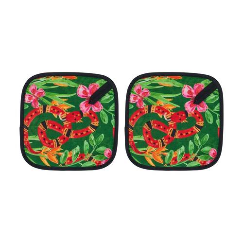 2PK Annabel Trends 100% Linen Pot Holder Kitchen Accessory 20x20cm Jungle Snake