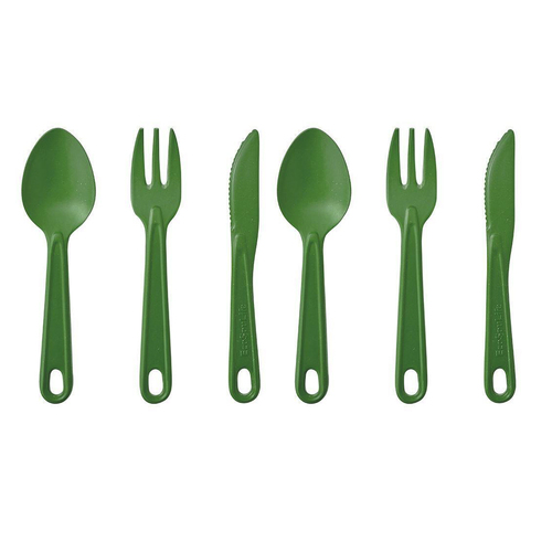 2x 3pc Eco Soulife All Natural Outdoor Camping Cutlery Set Green