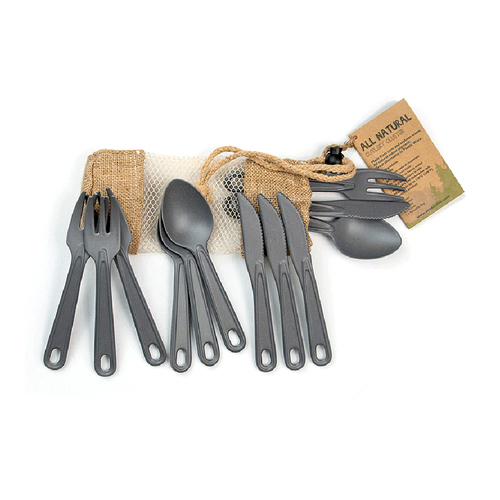 12pc Eco Soulife All Natural Cutlery Cluster Charcoal