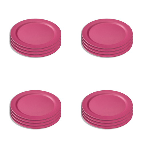 4x 6PK EcoSouLife Reusable Natural Dinner Plates 23cm - Pink