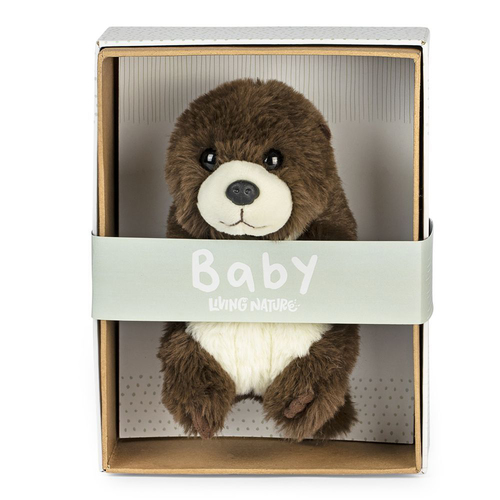 Living Nature 21cm Baby Otter Kids Stuffed Toy - Brown
