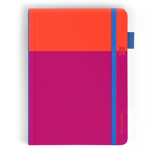 Any Day Now 2024 Weekly Planner Achiever A5 - Plum & Red