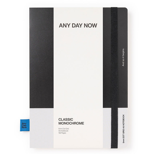 Any Day Now Bound A5 Dot Grid Writing Notebook - Black