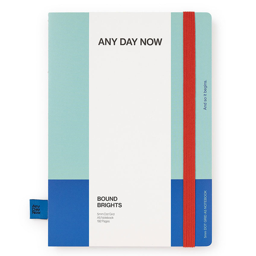 Any Day Now Bound A5 Dot Grid Writing Notebook - Mint & Blue