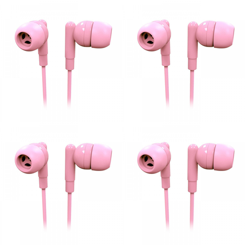 4PK Laser Wired 3.5mm Silicone Earbud Headphones 1.2m - Rose Quartz