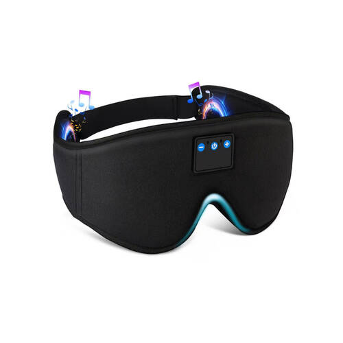 Laser Bluetooth Wireless Headphones Sleeping Eye Mask 3D Contoured Foam Black
