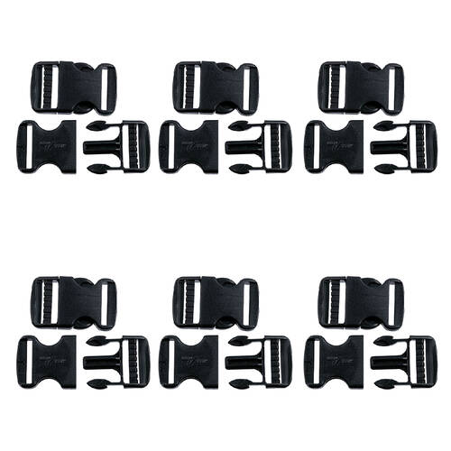 12pc OZtrail Side Release Buckle Bag Lock 25mm - Black