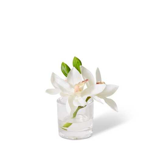 E Style Artificial 15cm Plastic Cymbidium Orchid in Vase - White
