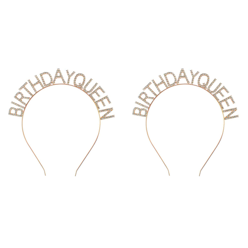 2PK Rose Gold Birthday Queen Ladies Headband Party Gift