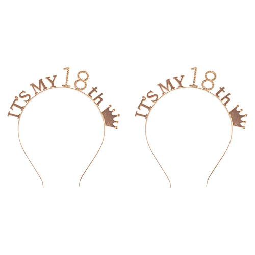 2PK Its My 18th Rose Gold Ladies Head Band Birthday Gift