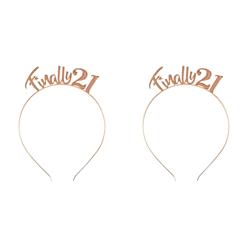 2PK Finally 21 Rose Gold Ladies Head Band Birthday Gift