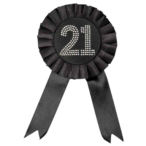 Diamante 21st Rosette - Black Party Celebration Girls Birthday