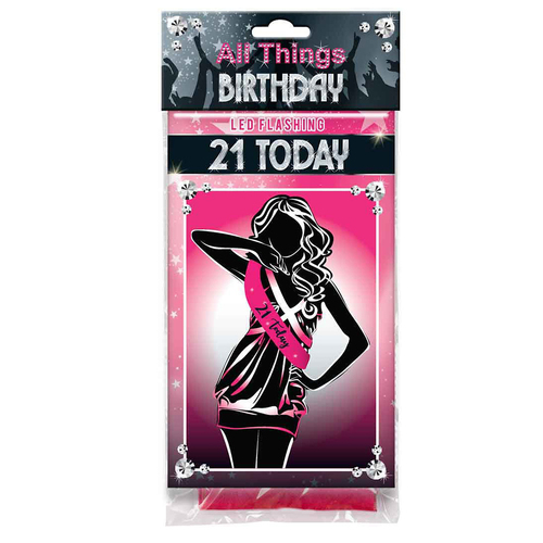 21st Today Flash Sash Pink With Black Lettering Celebration