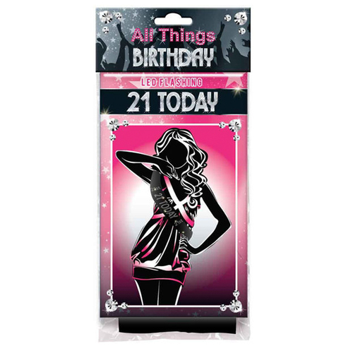 21st Today Diamante Flash Sash Black Party Celebration Girls Birthday
