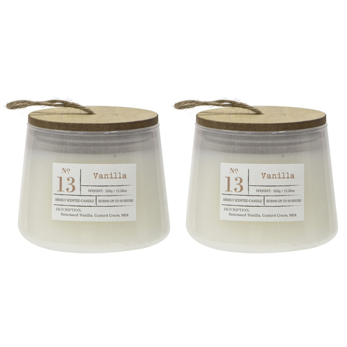 2x Amalfi Vanilla Scented Candle Jar - White