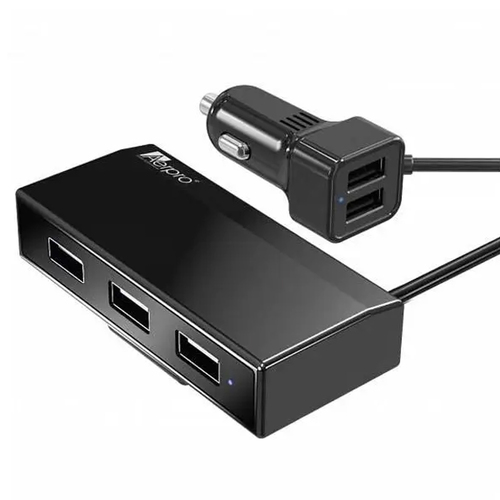 Aerpro 9.6A Five Port USB In-Car Charger With 1.8m Cable Black