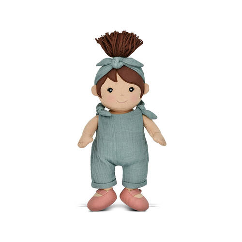 Apple Park Cotton Paloma In Teal Organic Doll Kids Soft Toys 27.5x17.5cm 0m+