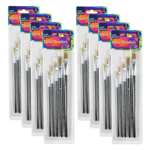 40pc Art Boxd Artist Paint Brushes Wooden Handle Black