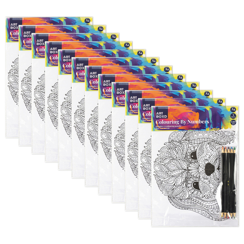 12PK Art Boxd Colour By Numbers Activity Colouring Kit w/ Pencils