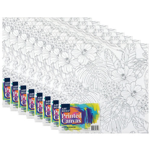 8PK Art Boxd 30cm Pre-Printed Canvas Colouring/Painting Art - Assorted